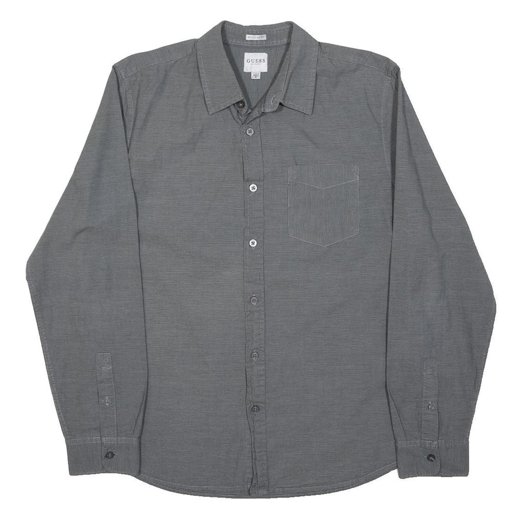 GUESS Mens Grey Cotton Shirt M Casual Long Sleeve Button Down