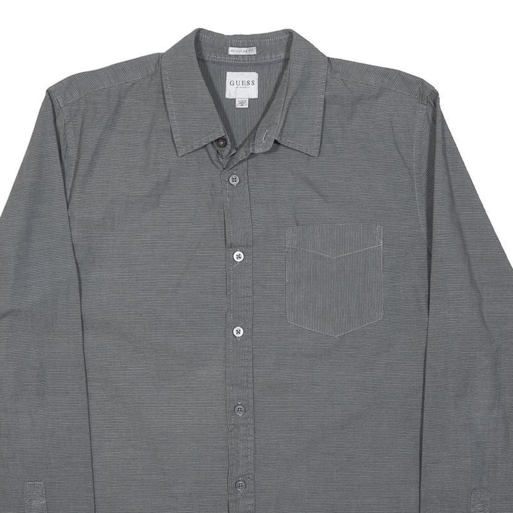 GUESS Mens Grey Cotton Shirt M Casual Long Sleeve Button Down