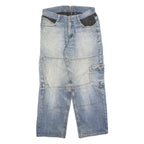 Mens Light Blue Relaxed Fit Denim Zip Closure Cargo Jeans W30 L28 Casual