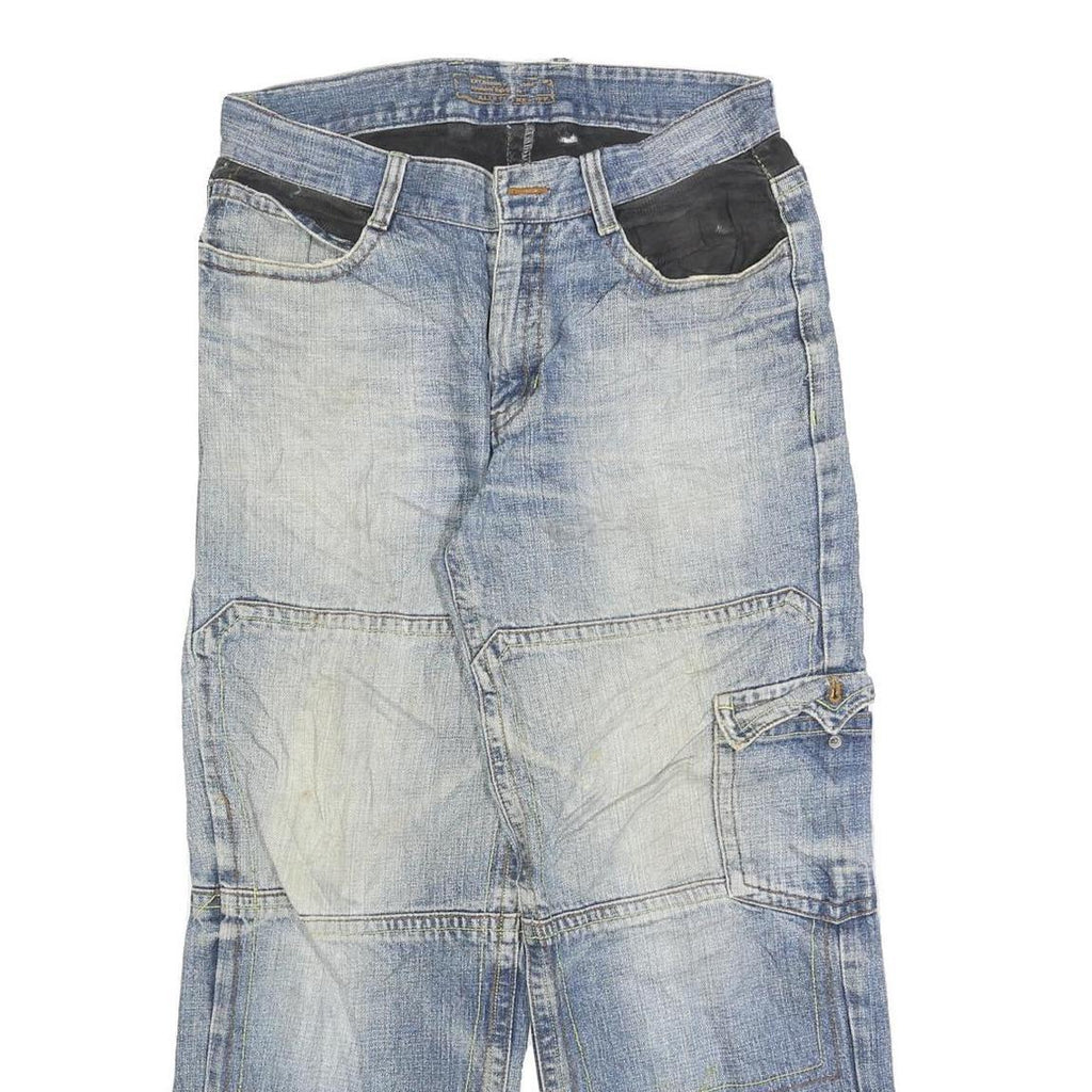 Mens Light Blue Relaxed Fit Denim Zip Closure Cargo Jeans W30 L28 Casual