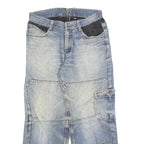 Mens Light Blue Relaxed Fit Denim Zip Closure Cargo Jeans W30 L28 Casual