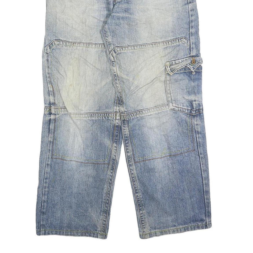 Mens Light Blue Relaxed Fit Denim Zip Closure Cargo Jeans W30 L28 Casual