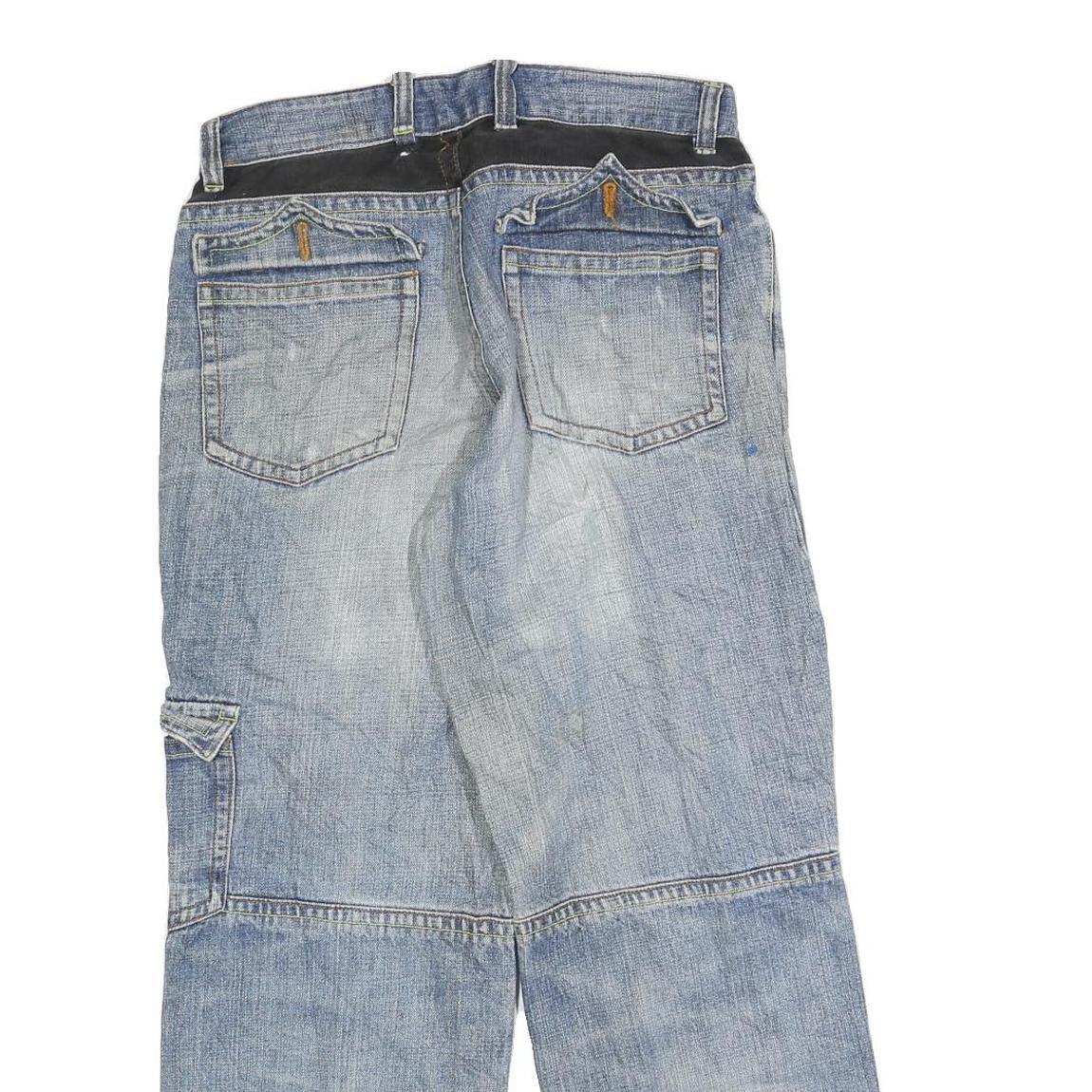 Mens Light Blue Relaxed Fit Denim Zip Closure Cargo Jeans W30 L28 Casual