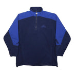 ADIDAS Mens Blue & Navy Half Zip Cotton Blend Track Jacket L Fleece Sports