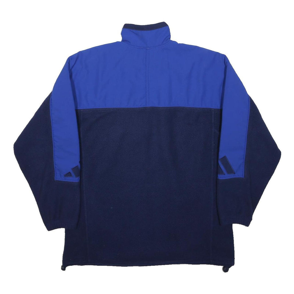 ADIDAS Mens Blue & Navy Half Zip Cotton Blend Track Jacket L Fleece Sports