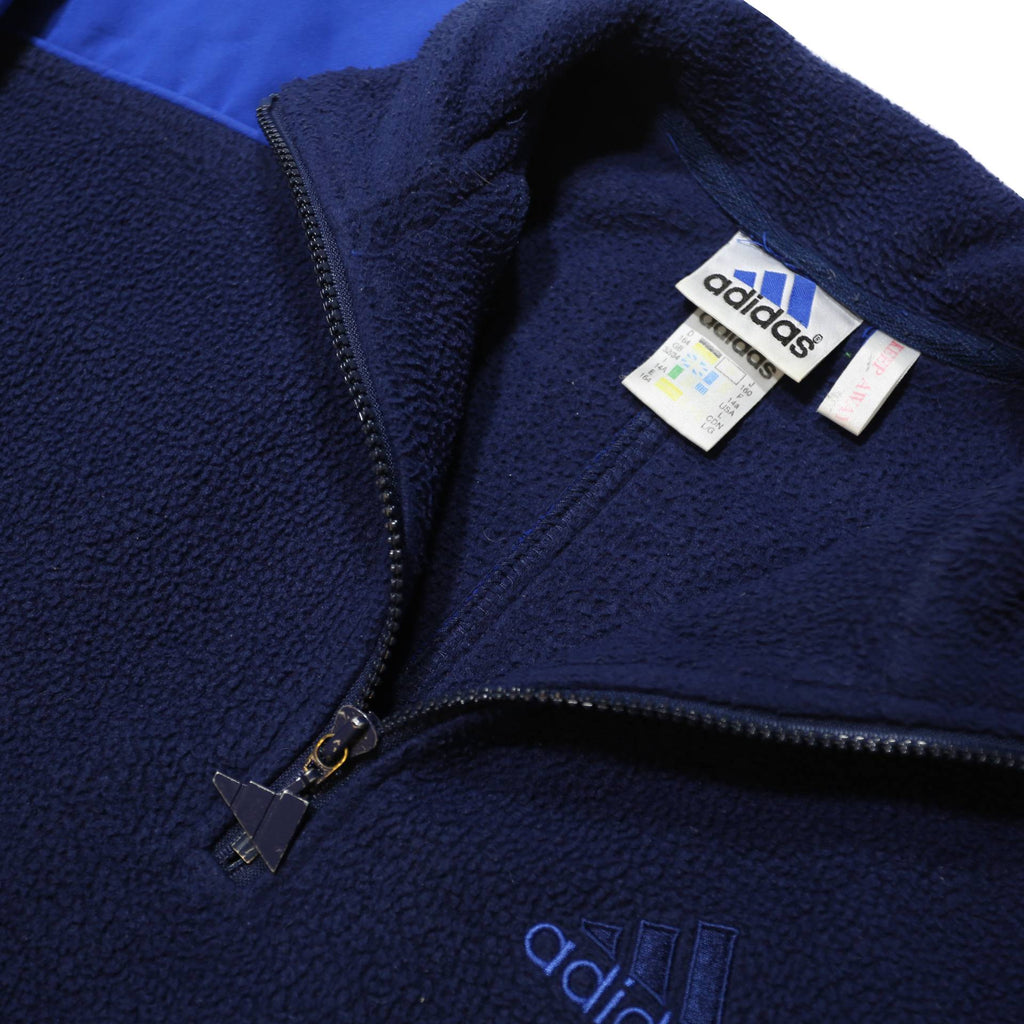 ADIDAS Mens Blue & Navy Half Zip Cotton Blend Track Jacket L Fleece Sports