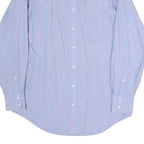 BURBERRY Mens Blue & Pink Stripe Cotton Blend Shirt L Classic Button Collar