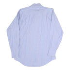 BURBERRY Mens Blue & Pink Stripe Cotton Blend Shirt L Classic Button Collar