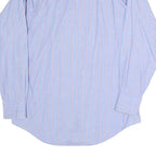BURBERRY Mens Blue & Pink Stripe Cotton Blend Shirt L Classic Button Collar