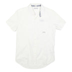 REPLAY Mens White Short Sleeve Shirt M Cotton Blend Casual Button Down Summer