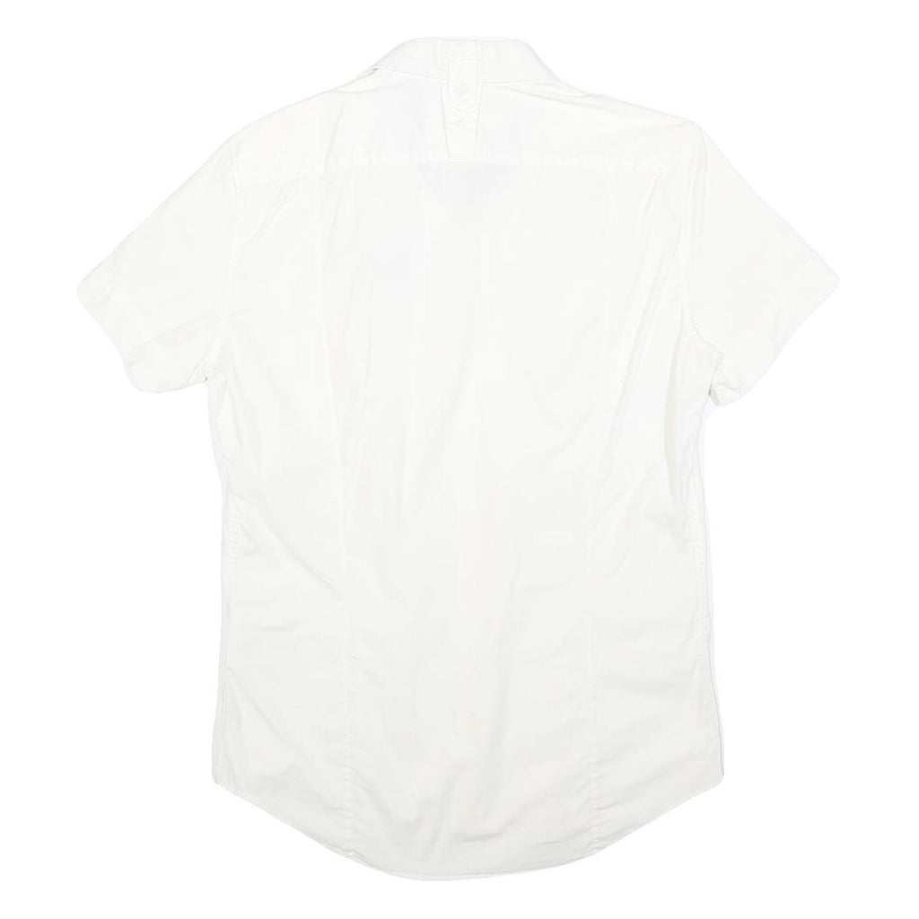 REPLAY Mens White Short Sleeve Shirt M Cotton Blend Casual Button Down Summer