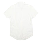 REPLAY Mens White Short Sleeve Shirt M Cotton Blend Casual Button Down Summer