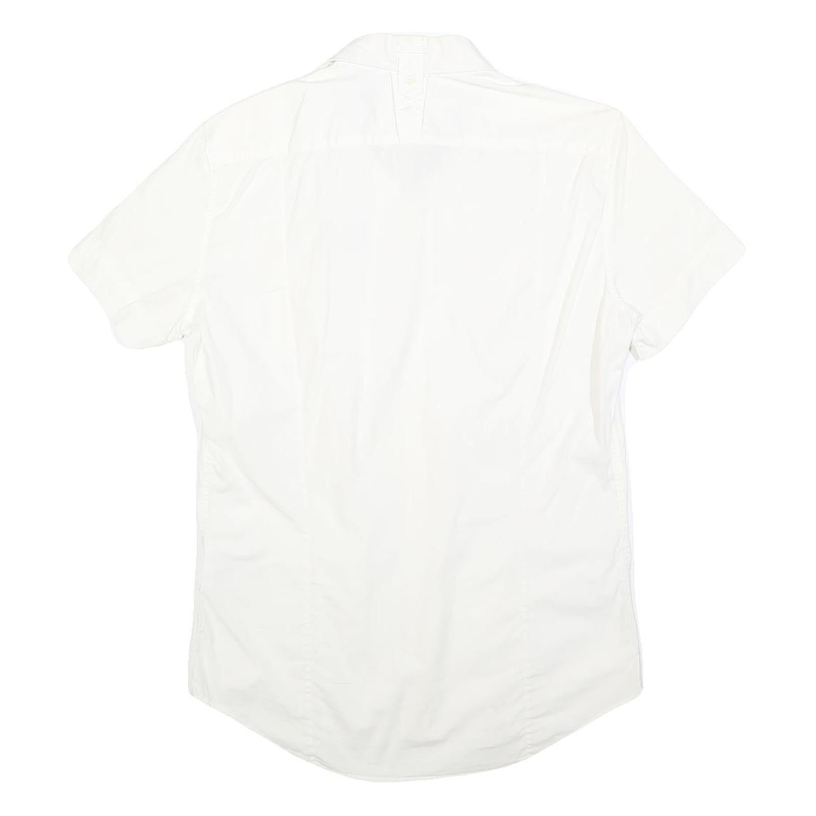 REPLAY Mens White Short Sleeve Shirt M Cotton Blend Casual Button Down Summer