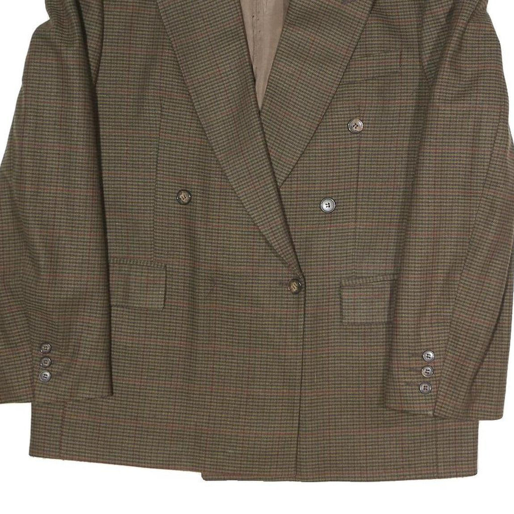 Mens Brown Check Button Jacket XL Polyester Blend Classic Formal Blazer