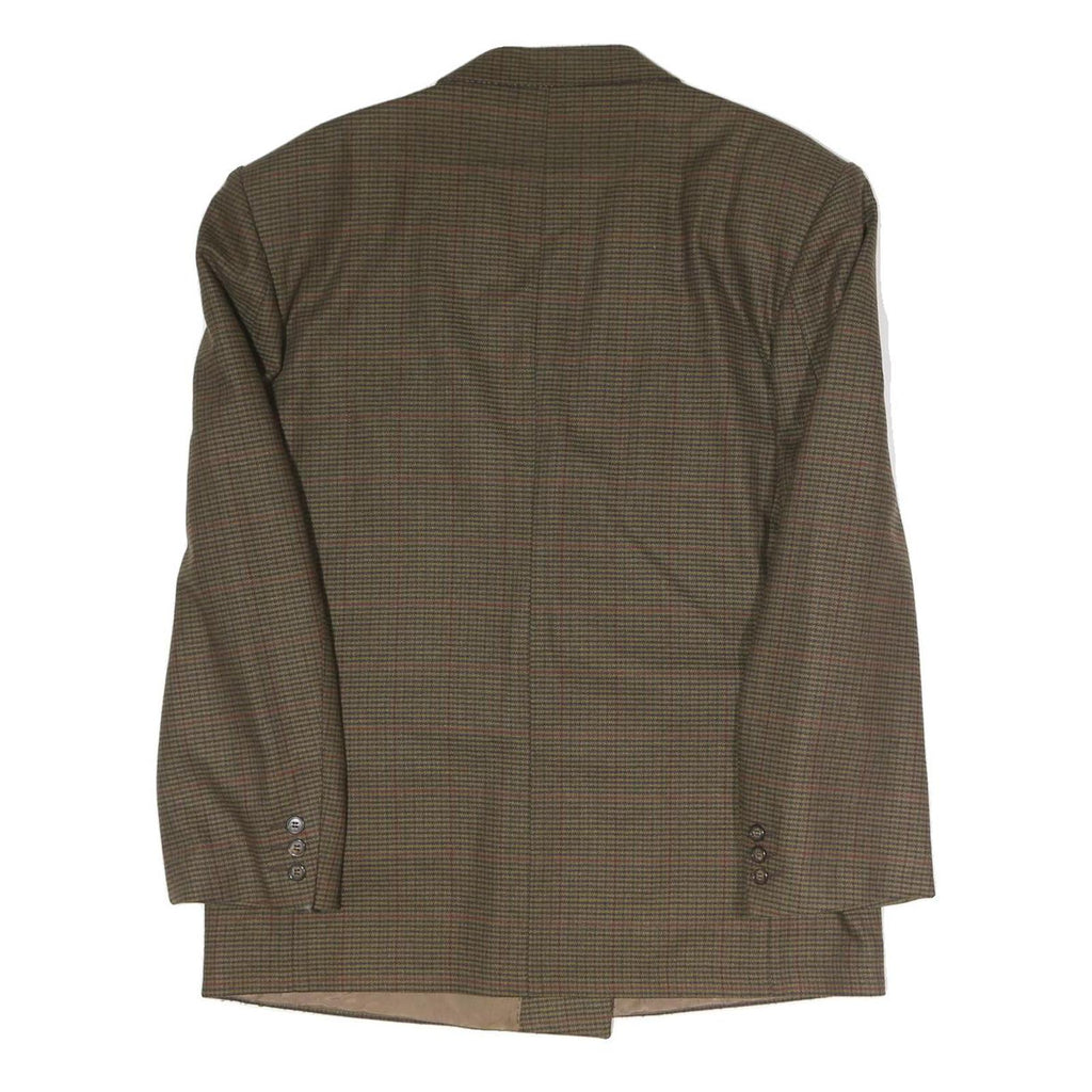 Mens Brown Check Button Jacket XL Polyester Blend Classic Formal Blazer