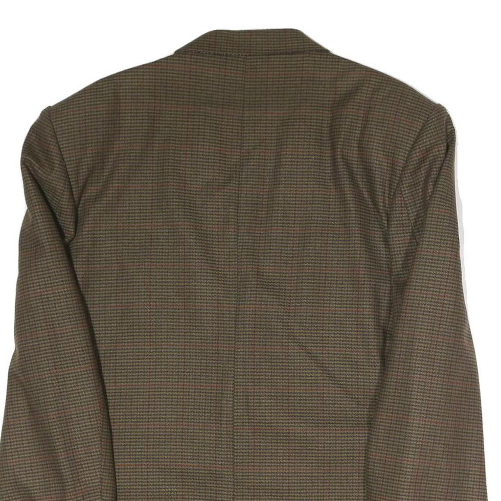 Mens Brown Check Button Jacket XL Polyester Blend Classic Formal Blazer