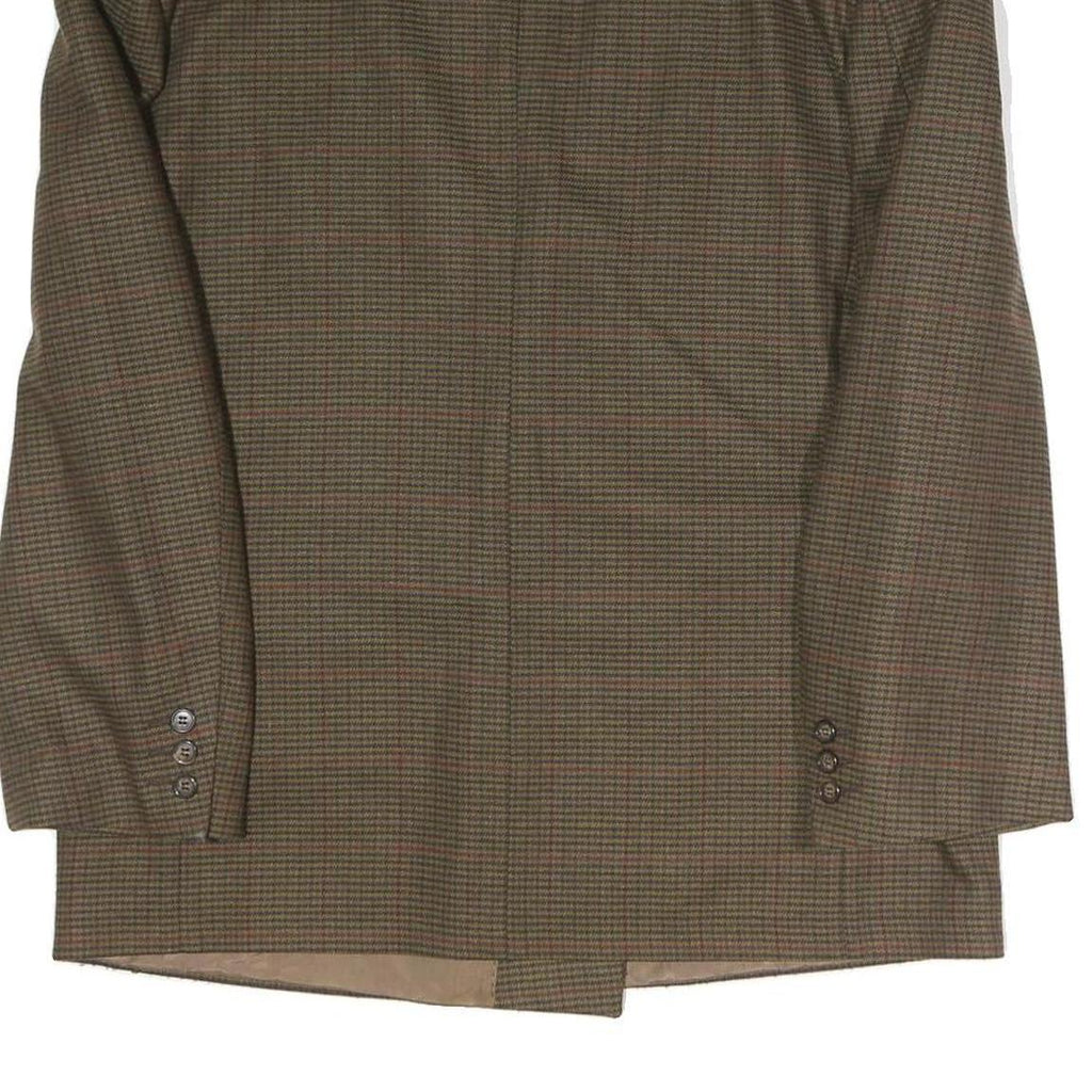 Mens Brown Check Button Jacket XL Polyester Blend Classic Formal Blazer