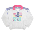 DIADORA Womens Grey & Pink Cotton Blend Sweatshirt 2XL 1/4 Zip Colourblock Retro
