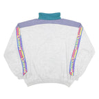 DIADORA Womens Grey & Pink Cotton Blend Sweatshirt 2XL 1/4 Zip Colourblock Retro
