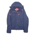 SUPERDRY Womens Navy Blue Casual Jacket M Polyester Zip Hooded