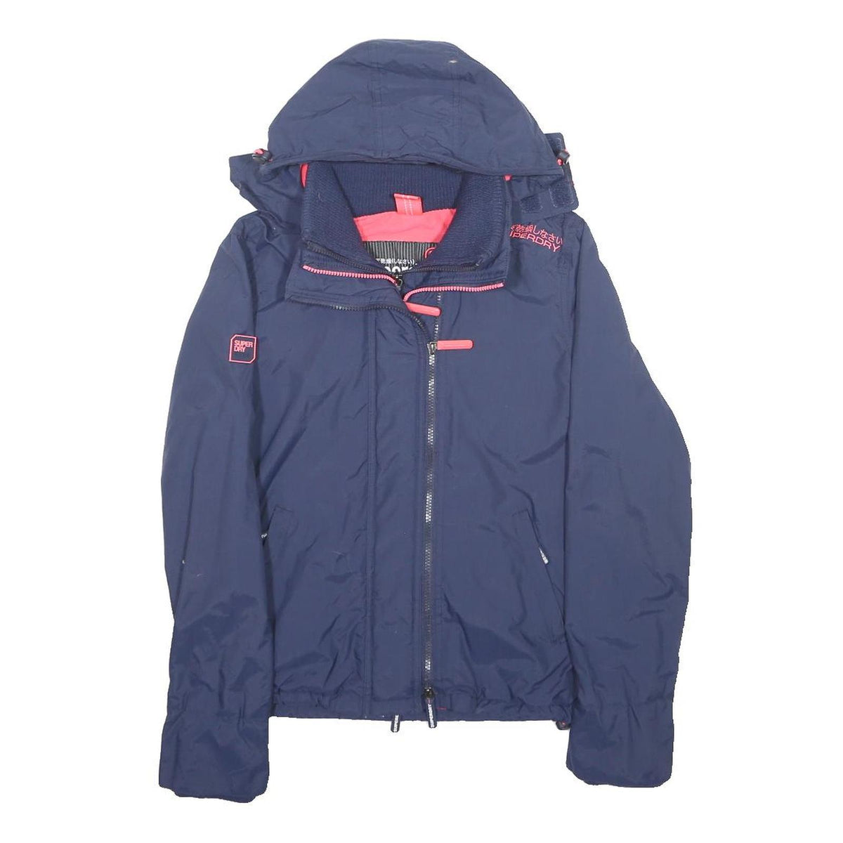 SUPERDRY Womens Navy Blue Casual Jacket M Polyester Zip Hooded
