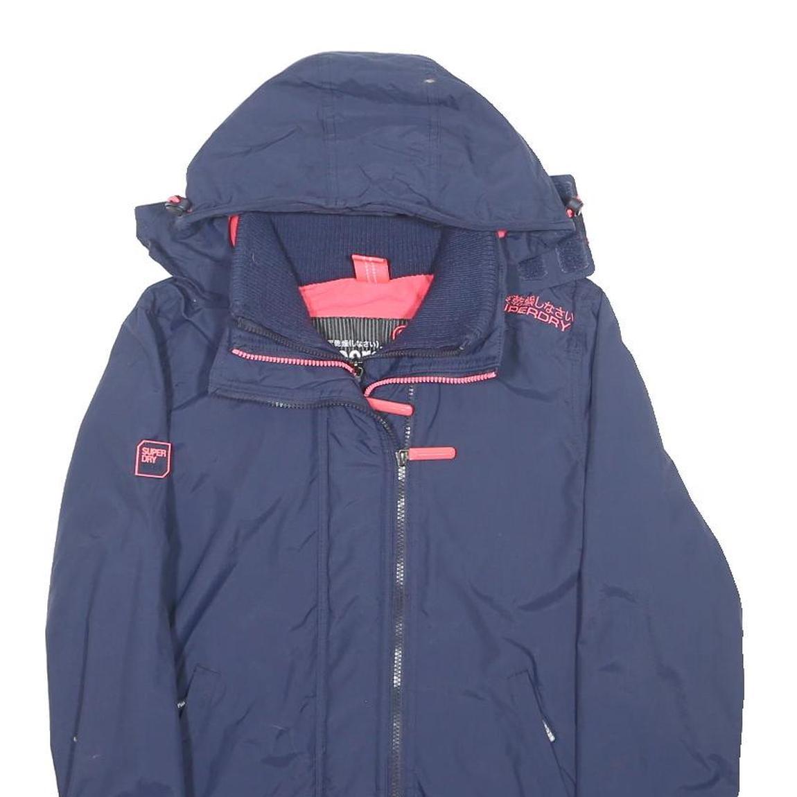 SUPERDRY Womens Navy Blue Casual Jacket M Polyester Zip Hooded