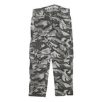 Grey Camouflage Mens Regular Fit Cargo Trousers W30 L27 Cotton Blend Zip