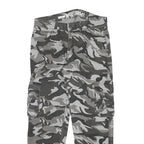 Grey Camouflage Mens Regular Fit Cargo Trousers W30 L27 Cotton Blend Zip