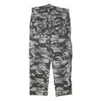 Grey Camouflage Mens Regular Fit Cargo Trousers W30 L27 Cotton Blend Zip