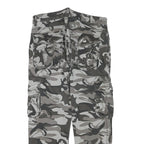 Grey Camouflage Mens Regular Fit Cargo Trousers W30 L27 Cotton Blend Zip