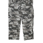 Grey Camouflage Mens Regular Fit Cargo Trousers W30 L27 Cotton Blend Zip