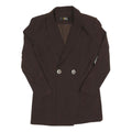 Womens Brown Button Double Breasted Jacket S Cotton Blend Plain Stylish Formal
