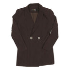 Womens Brown Button Double Breasted Jacket S Cotton Blend Plain Stylish Formal