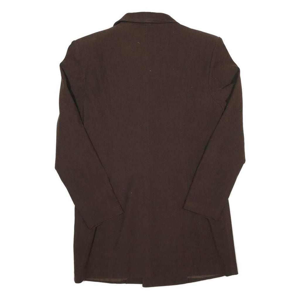 Womens Brown Button Double Breasted Jacket S Cotton Blend Plain Stylish Formal