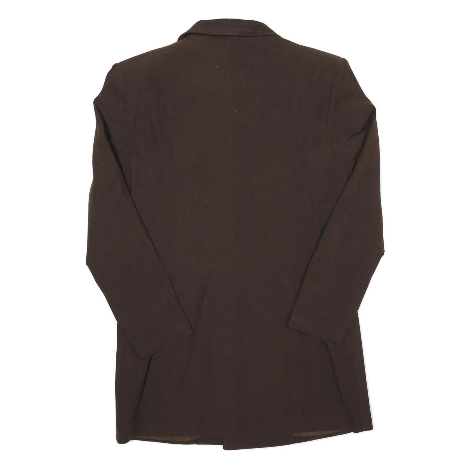 Womens Brown Button Double Breasted Jacket S Cotton Blend Plain Stylish Formal