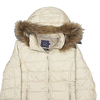 PAUL & SHARK Womens Cream Jacket L Polyester Plain Zip Hooded Warm Winter