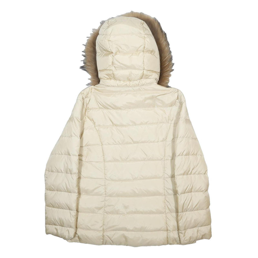 PAUL & SHARK Womens Cream Jacket L Polyester Plain Zip Hooded Warm Winter