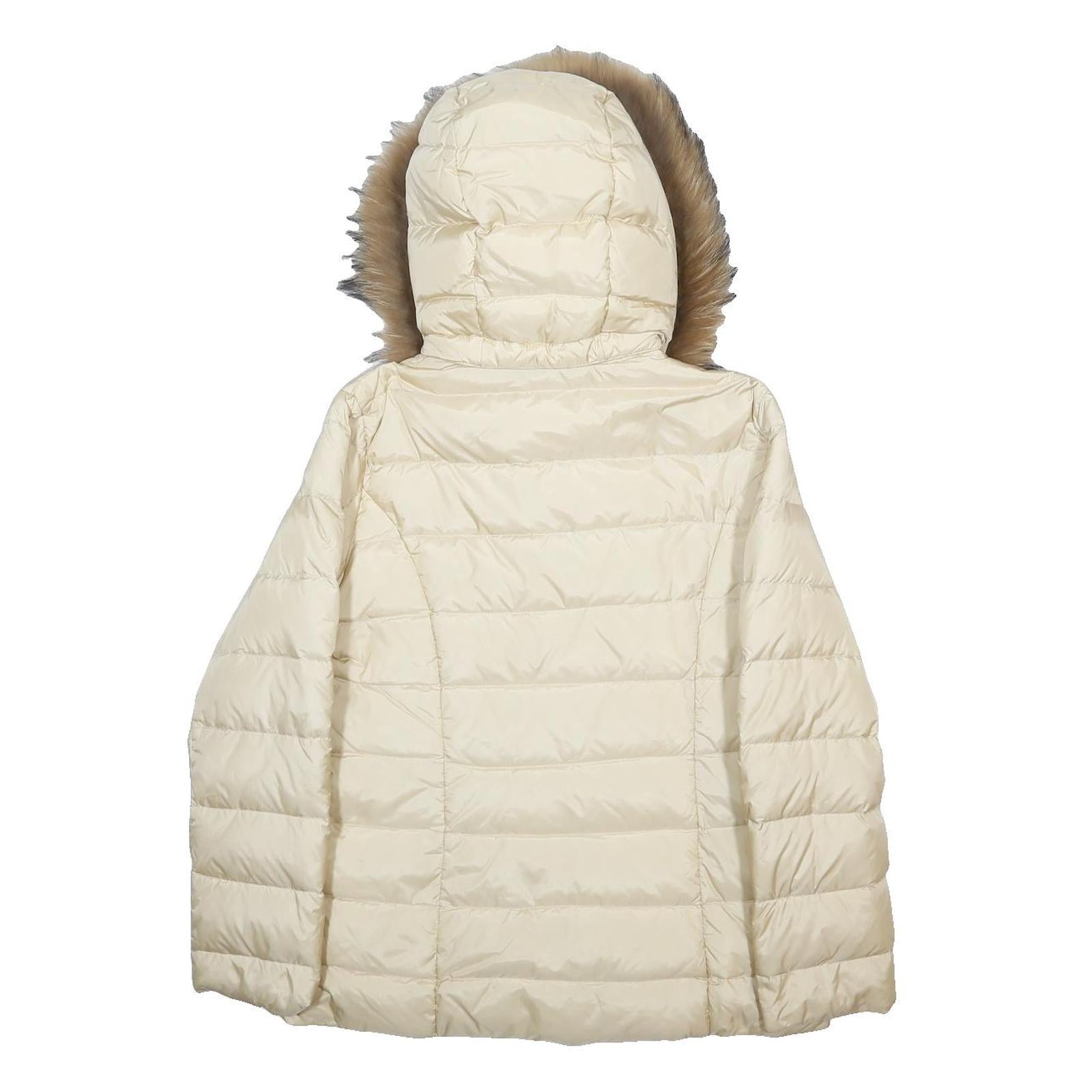 PAUL & SHARK Womens Cream Jacket L Polyester Plain Zip Hooded Warm Winter