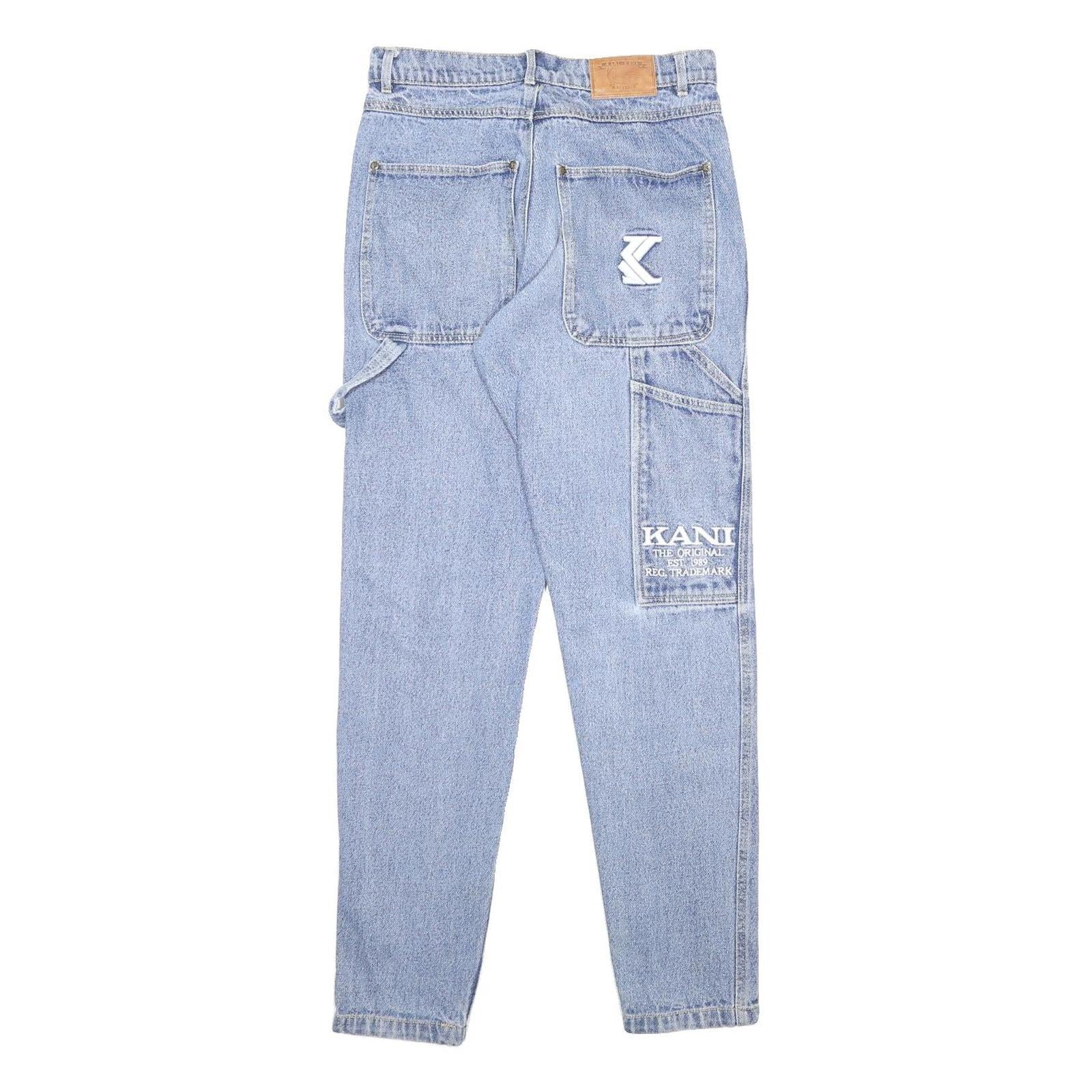 KARL KANI Womens Jeans Blue Slim Slim Straight Denim Light W28 L31 Logo Pocket