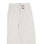 ROMEO + JULIET Womens Relaxed White Linen Blend Trousers W27 L25 Belted Zip