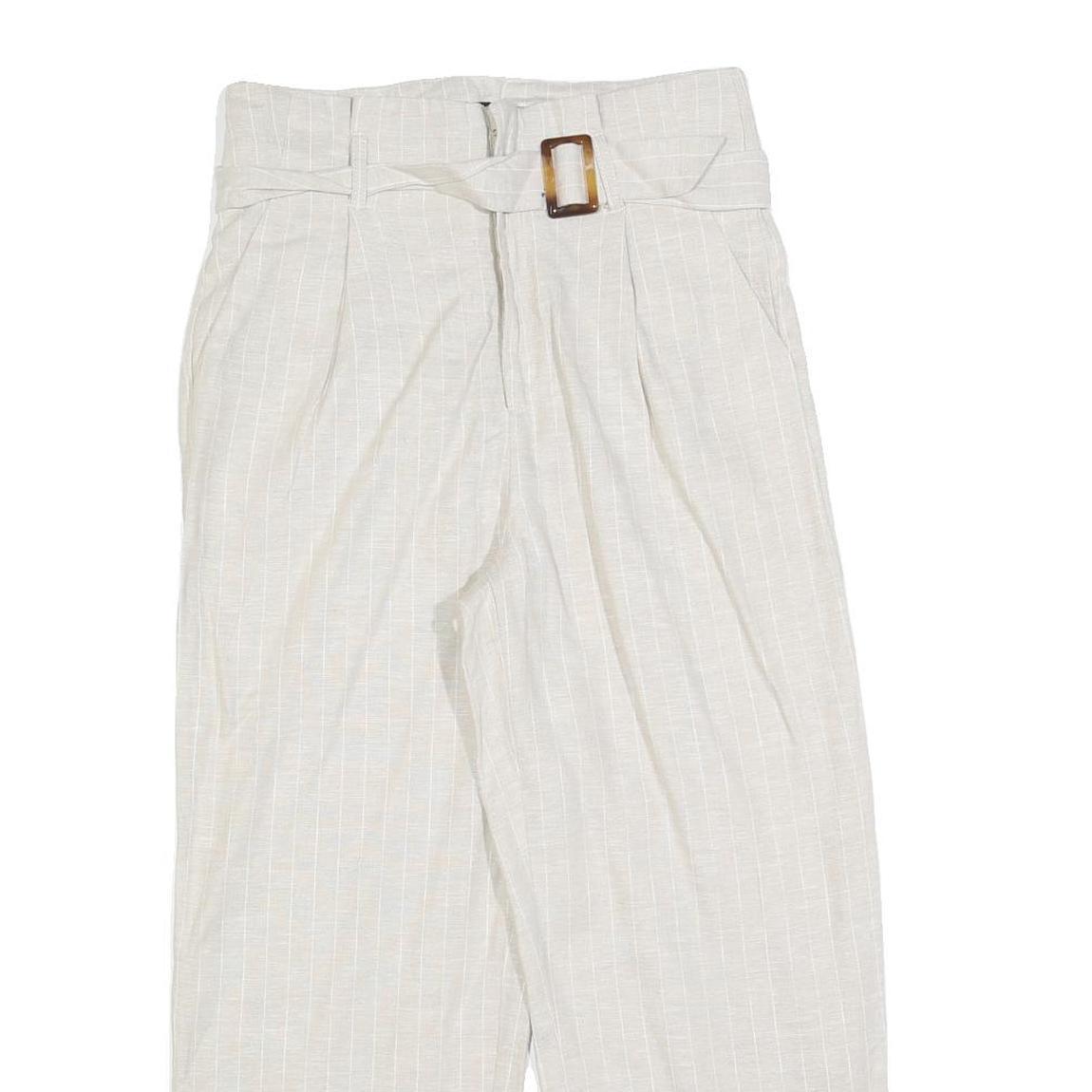 ROMEO + JULIET Womens Relaxed White Linen Blend Trousers W27 L25 Belted Zip