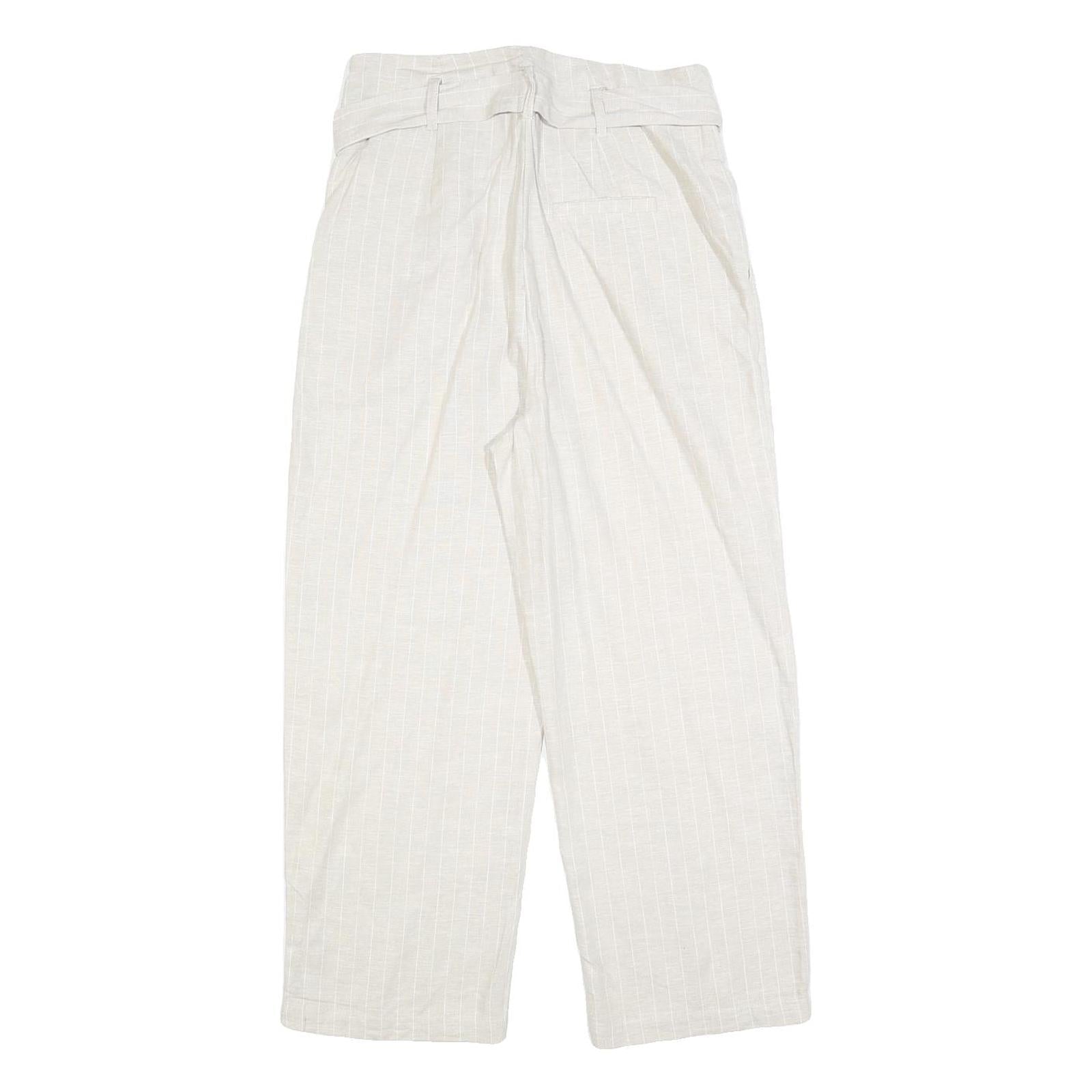 ROMEO + JULIET Womens Relaxed White Linen Blend Trousers W27 L25 Belted Zip