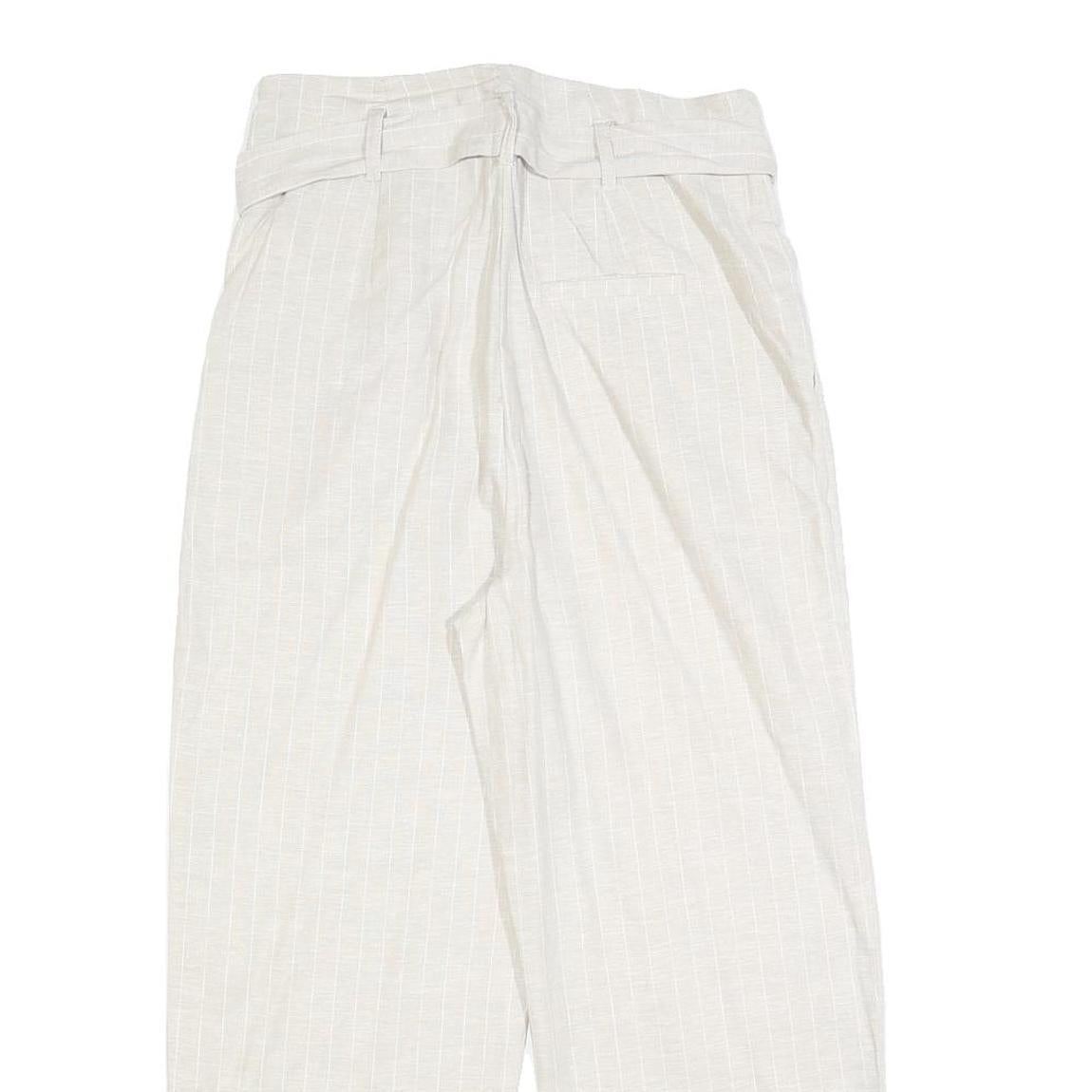 ROMEO + JULIET Womens Relaxed White Linen Blend Trousers W27 L25 Belted Zip