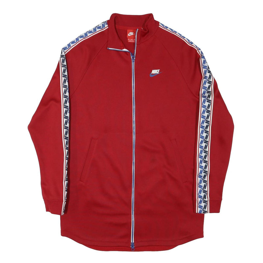NIKE Mens Red Blue Swoosh Zip Jacket M Polyester Blend Sportswear Track Top