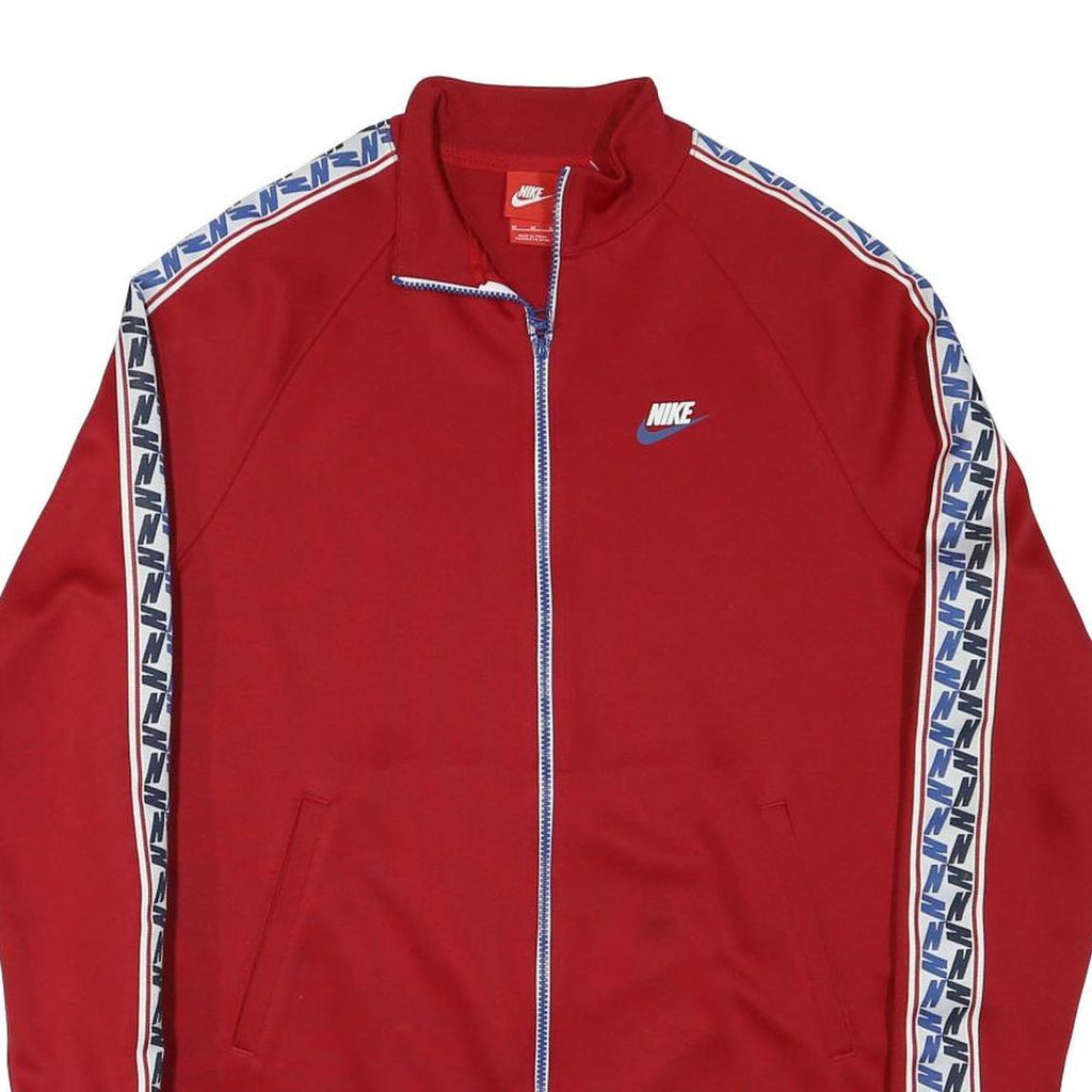 NIKE Mens Red Blue Swoosh Zip Jacket M Polyester Blend Sportswear Track Top