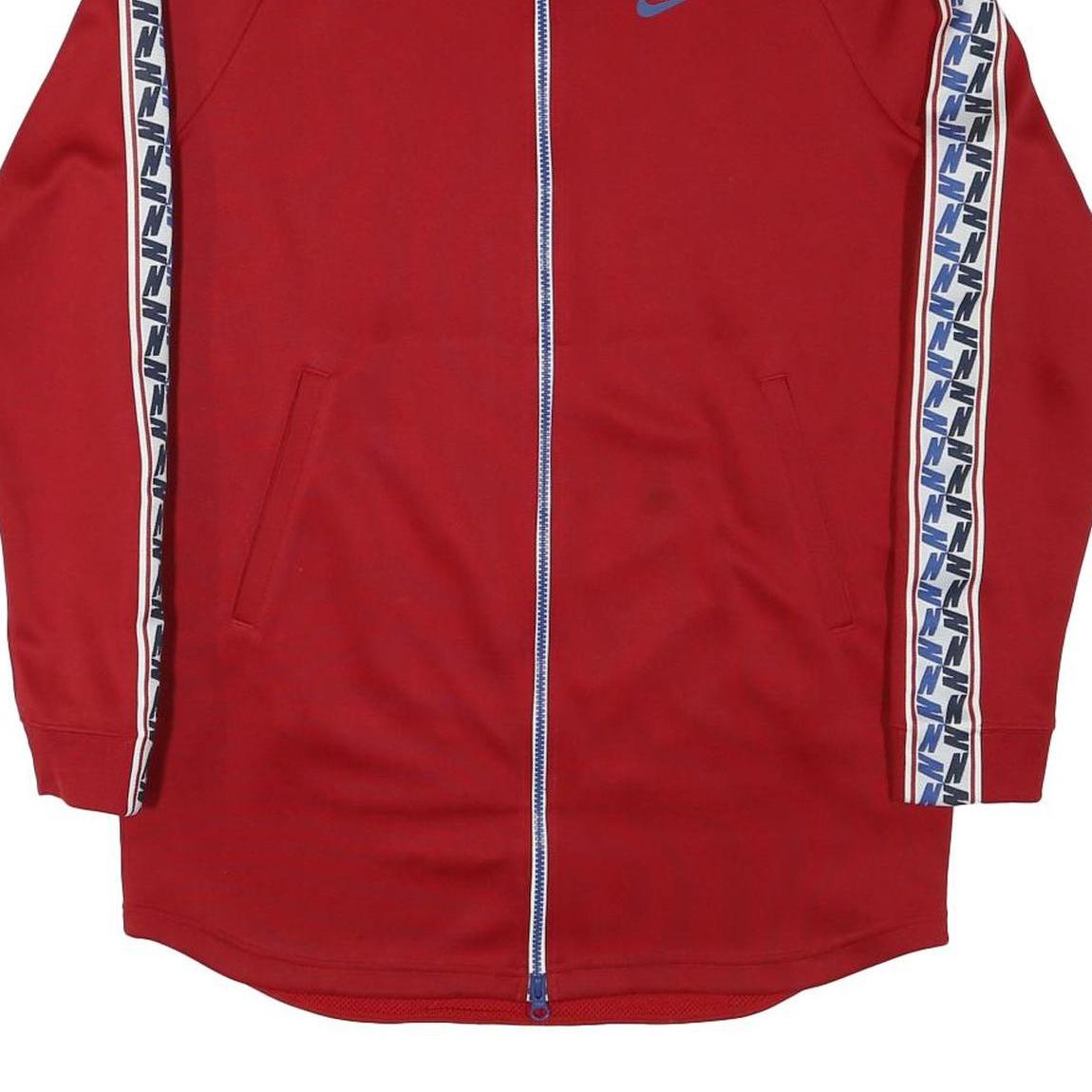 NIKE Mens Red Blue Swoosh Zip Jacket M Polyester Blend Sportswear Track Top