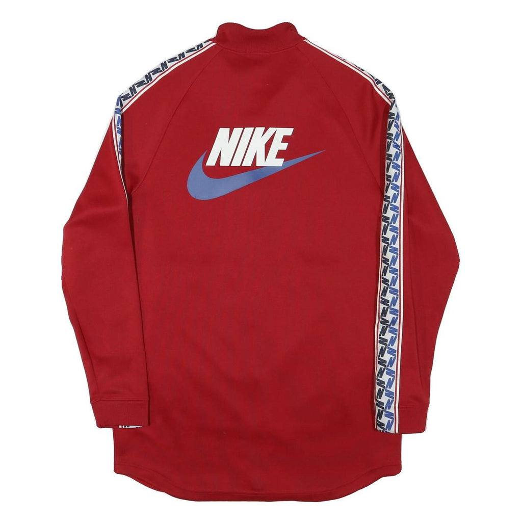 NIKE Mens Red Blue Swoosh Zip Jacket M Polyester Blend Sportswear Track Top