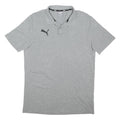 PUMA Mens Grey Short Sleeve Plain Polo Shirt M Cotton Blend Casual Top
