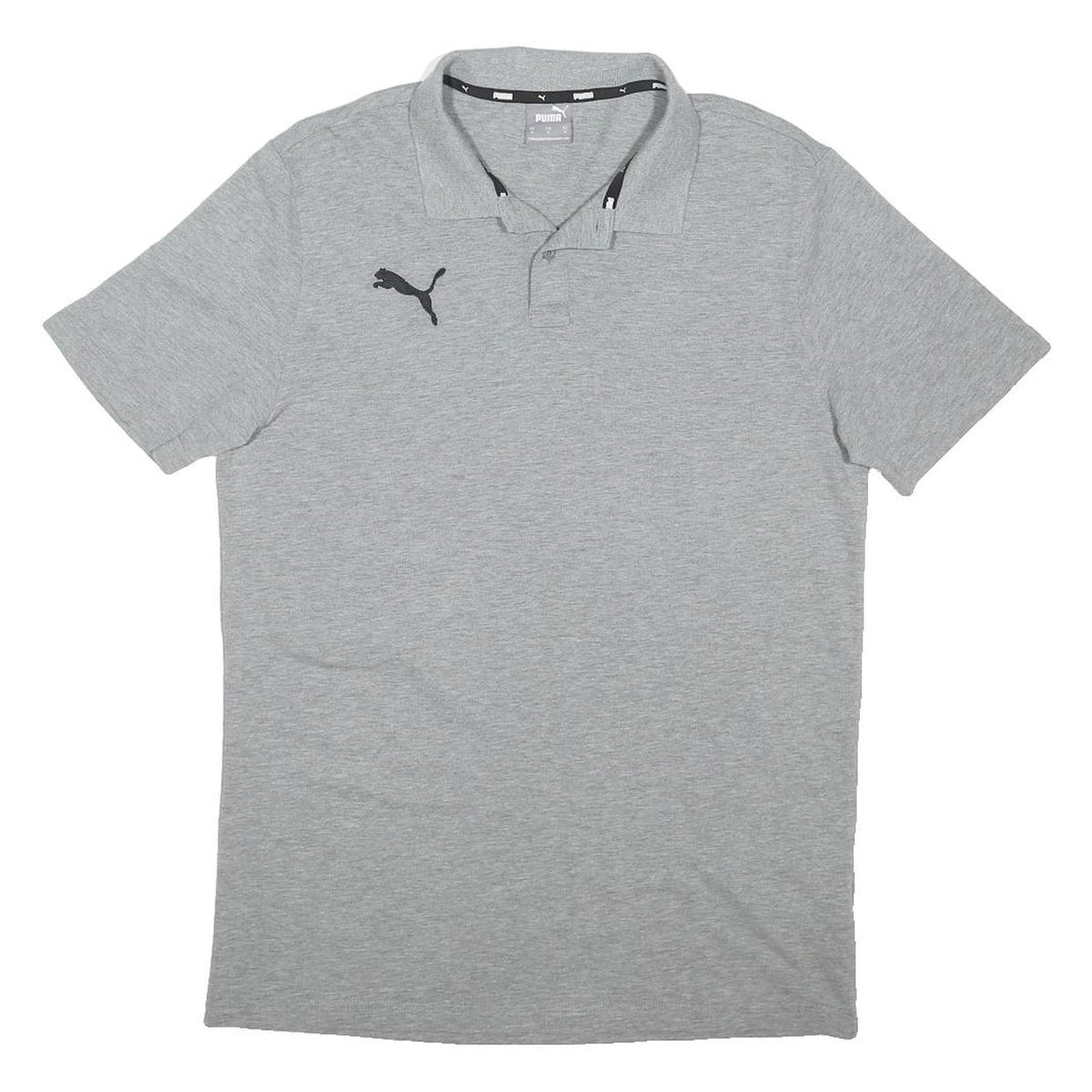 PUMA Mens Grey Short Sleeve Plain Polo Shirt M Cotton Blend Casual Top