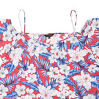 NEW LOOK Womens Red Floral Cold Shoulder Top Spaghetti Strap UK 16 Summer